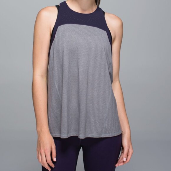 lululemon athletica Tops - Lulu Lemon-  SIZE 4 - Racerback Tank - Open back - Loose Fit - Slate Gray/Grape